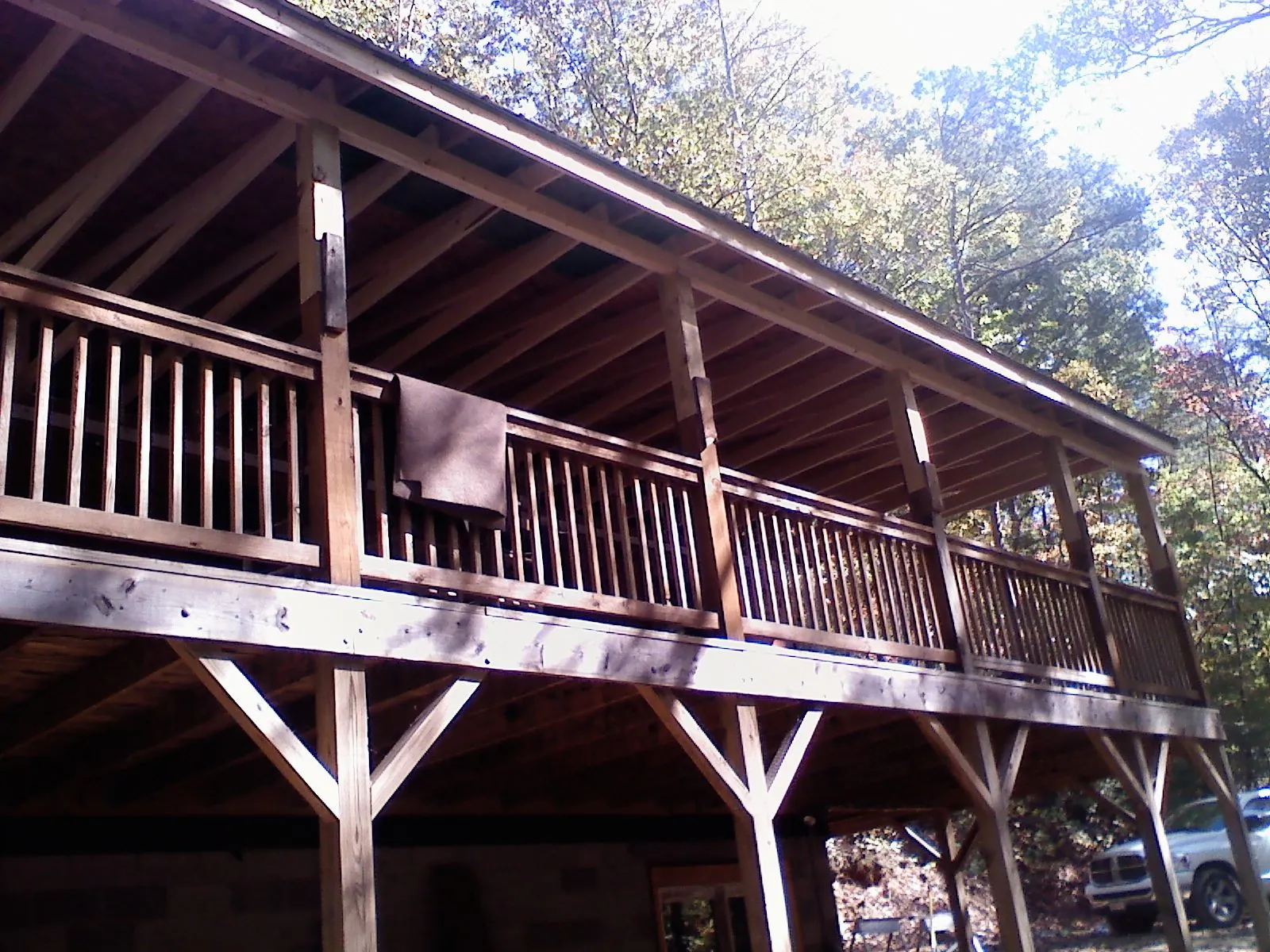 Timber framing under a new elevated porch and deck — Roof Leak Repair in Fort Mill by Roofing Brothers